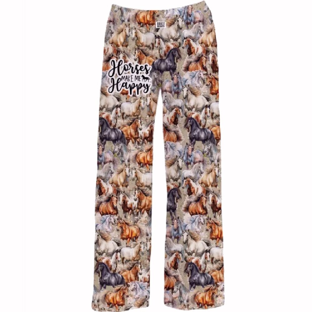 Brief Insanity Horses Make Me Happy Lounge Pants Pajamas - NEW Fast Ship